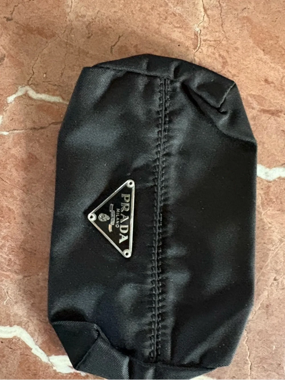 Prada Black Nylon Triangle Logo Pouch - Picture 2 of 4